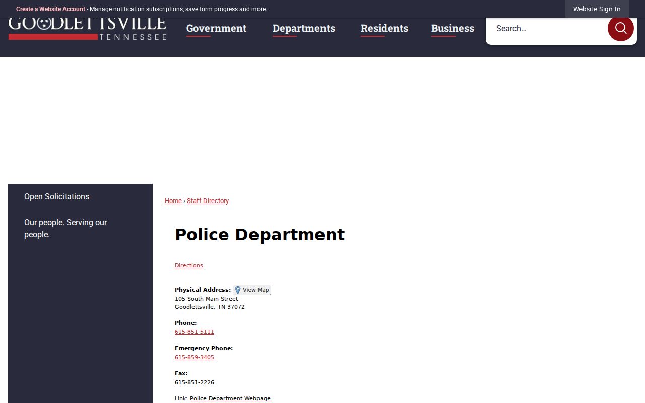 Goodlettsville records contact listing for Davidson County registry routing