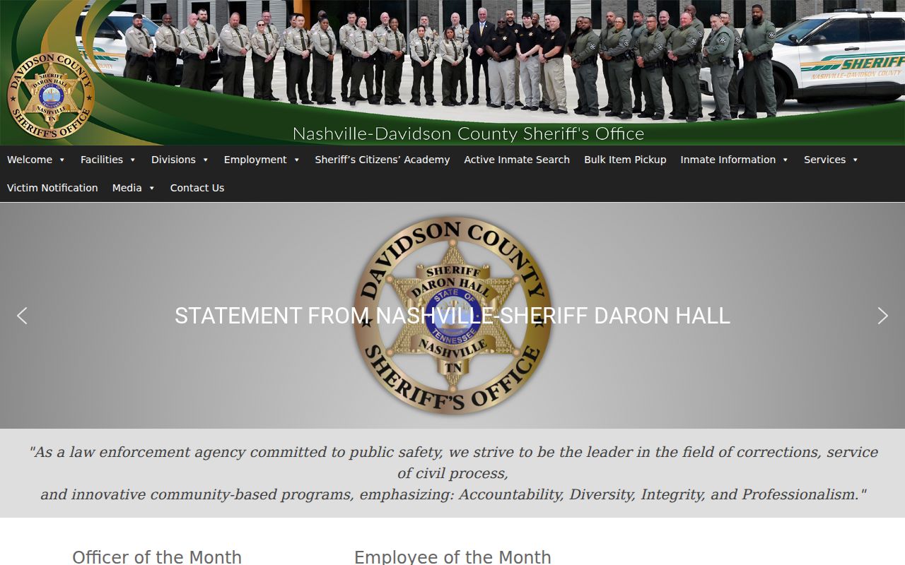 Davidson County Sheriff inmate and criminal records services